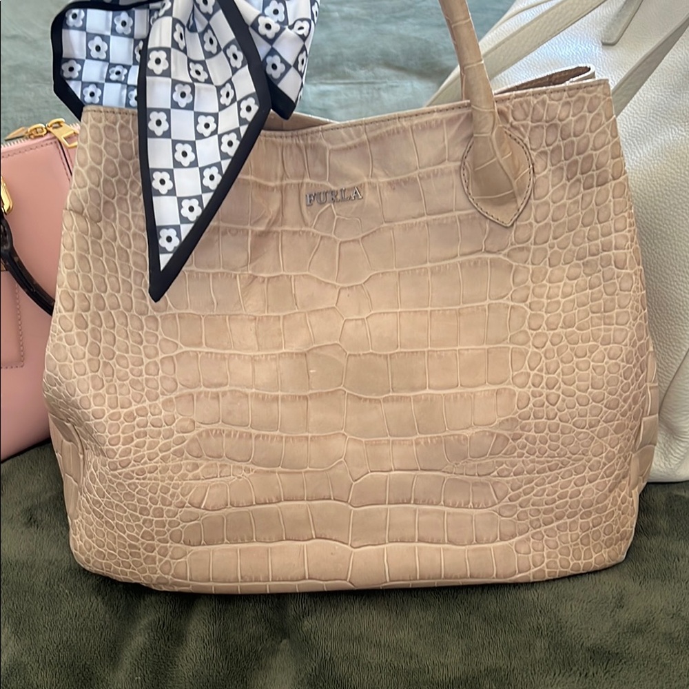 Furla Tan Croc-Embossed Women's Bag
